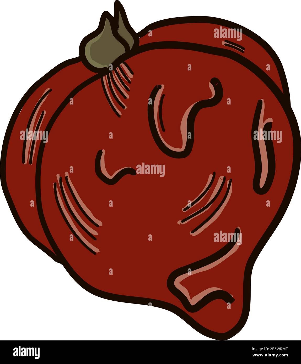 Kleine verfaulte Tomate, Illustration, Vektor auf weißem Hintergrund. Stock Vektor