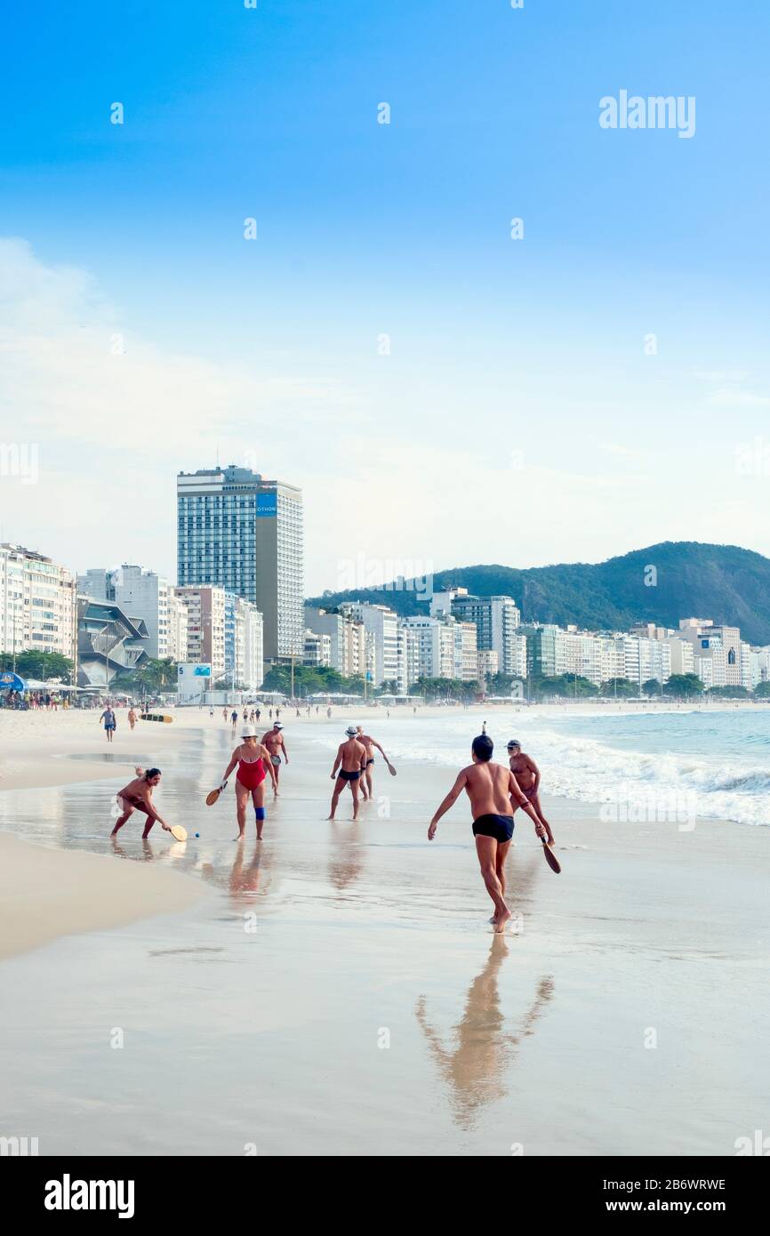 Copacabana Strand in Rio De Janeiro, Brasilien Stockfoto