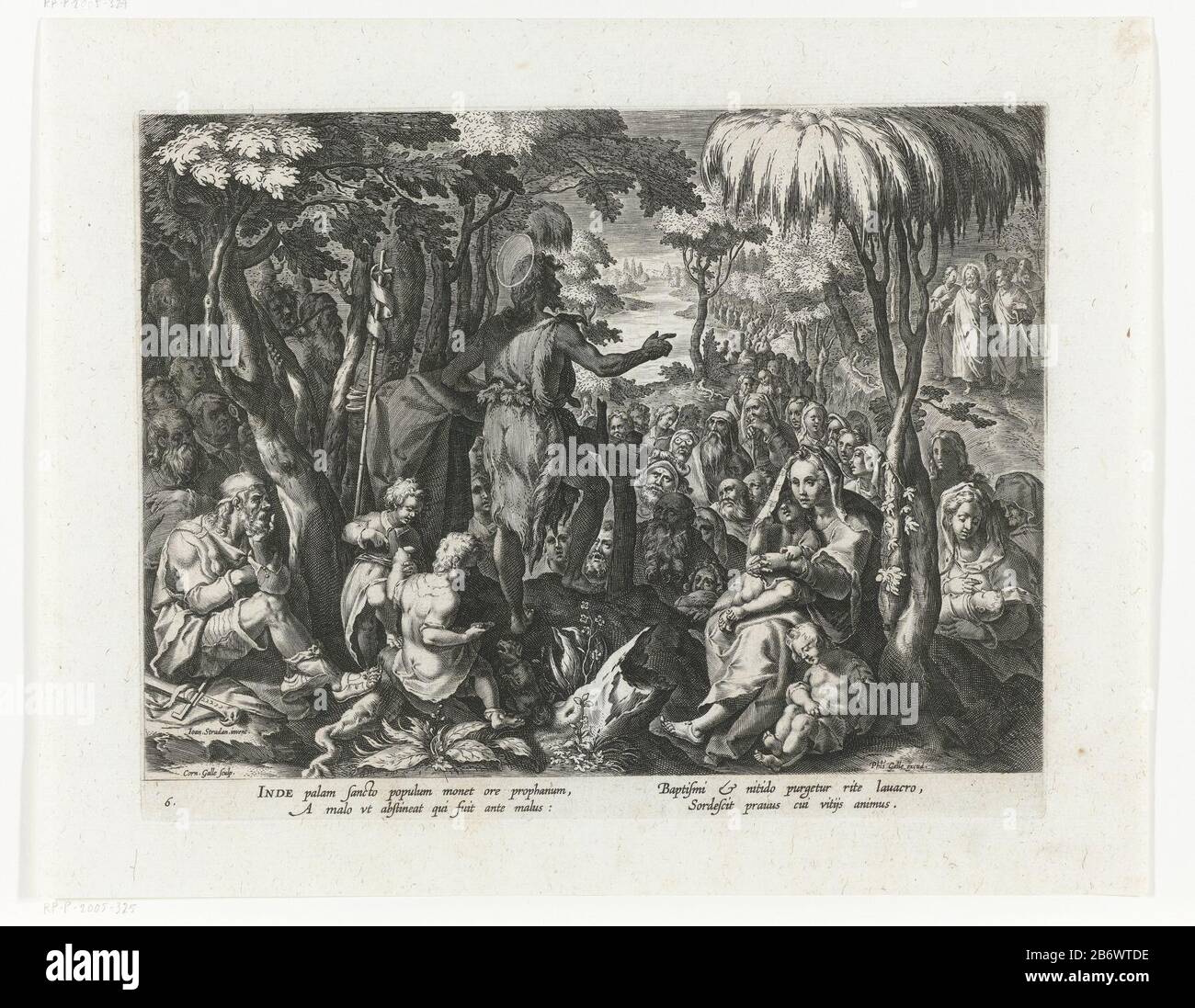 Johannes de Doper predigt in de wildernis Het leven van Johannes de Doper (serietitel) Johannes der Täufer predigt in einer Baumlandschaft, von hinten gesehen. Um ihn herum Männer, Frauen und Kinder. Der rechte Hintergrund ist das gehen von Christus und seinen Jüngern. Unter den zeigen ein lateinisches Vers. Hersteller : Druckerhersteller Cornelis Galle (I) (denkmalgeschütztes Gebäude) zu entwerfen: Stradanus (denkmalgeschütztes Gebäude) Herausgeber: Philip Galle (denkmalgeschütztes Gebäude) Autor: Cornelis KiliaanPlaats Herstellung: Druckmaschine: Southern Netherlands Herausgeber: Antwerpen: Nach 1595 - ca. 1612 Physische Merkmale: Fahrzeugmaterial: Papiertechnik: Stockfoto