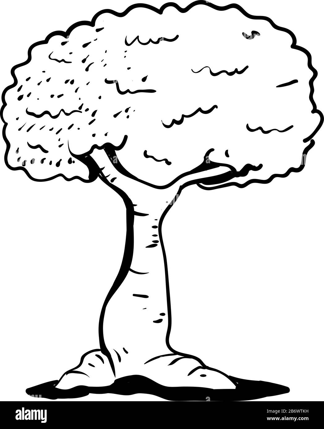 Zeichnung eines Baumes, einer Abbildung, eines Vektors auf weißem Hintergrund. Stock Vektor