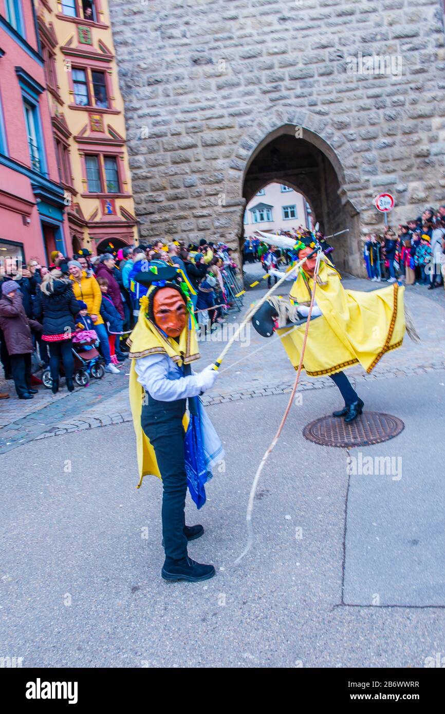 Teilnehmer am Rottweil Karneval in Rottweil Stockfoto