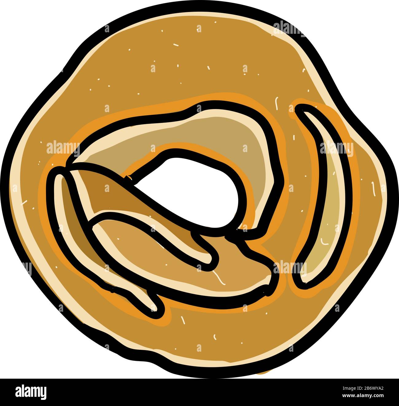 Bagels flach, Abbildung, Vektor auf weißem Hintergrund. Stock Vektor