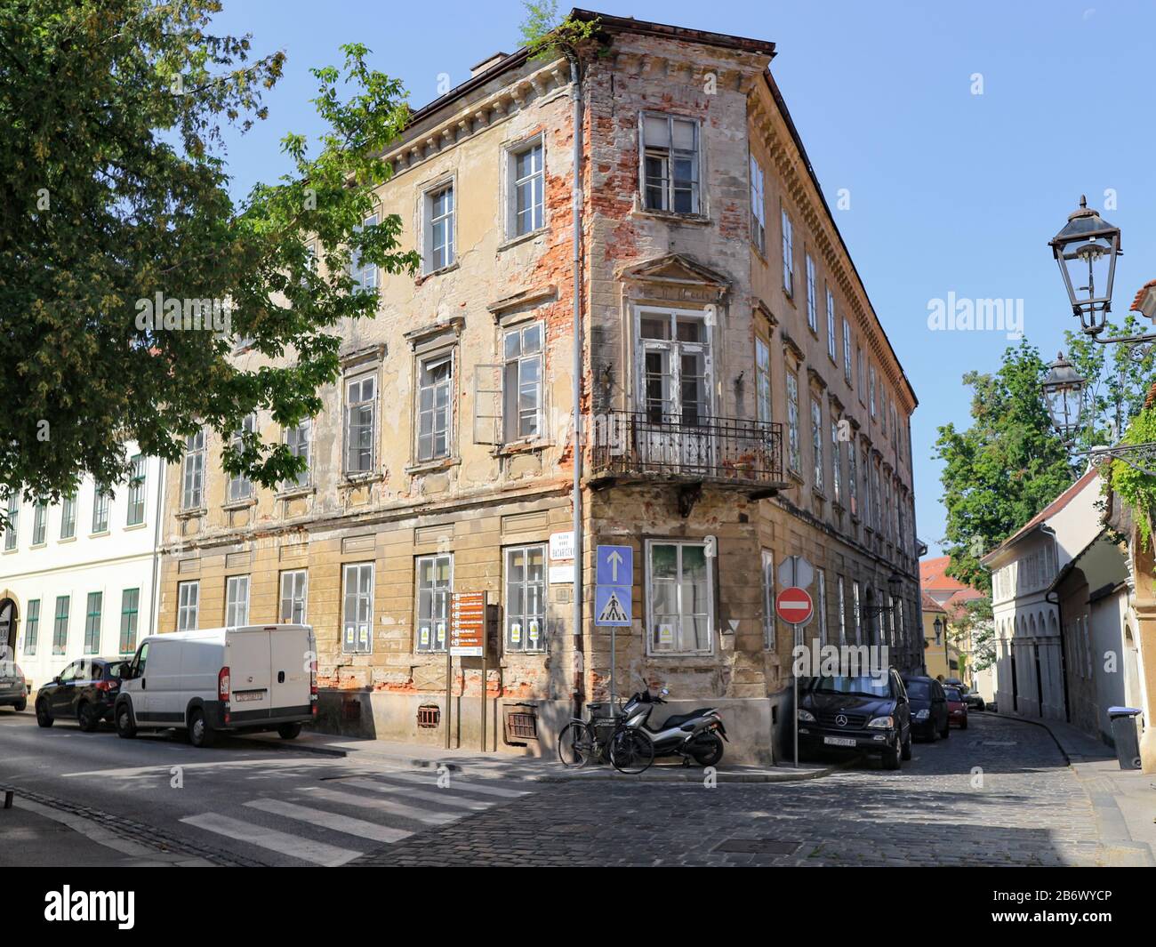 Alte Häuser in der Stadt Zagreb Stockfoto