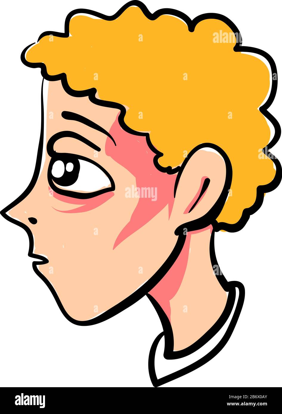 Junge mit gelbem Haar, Illustration, Vektor auf weißem Hintergrund. Stock Vektor