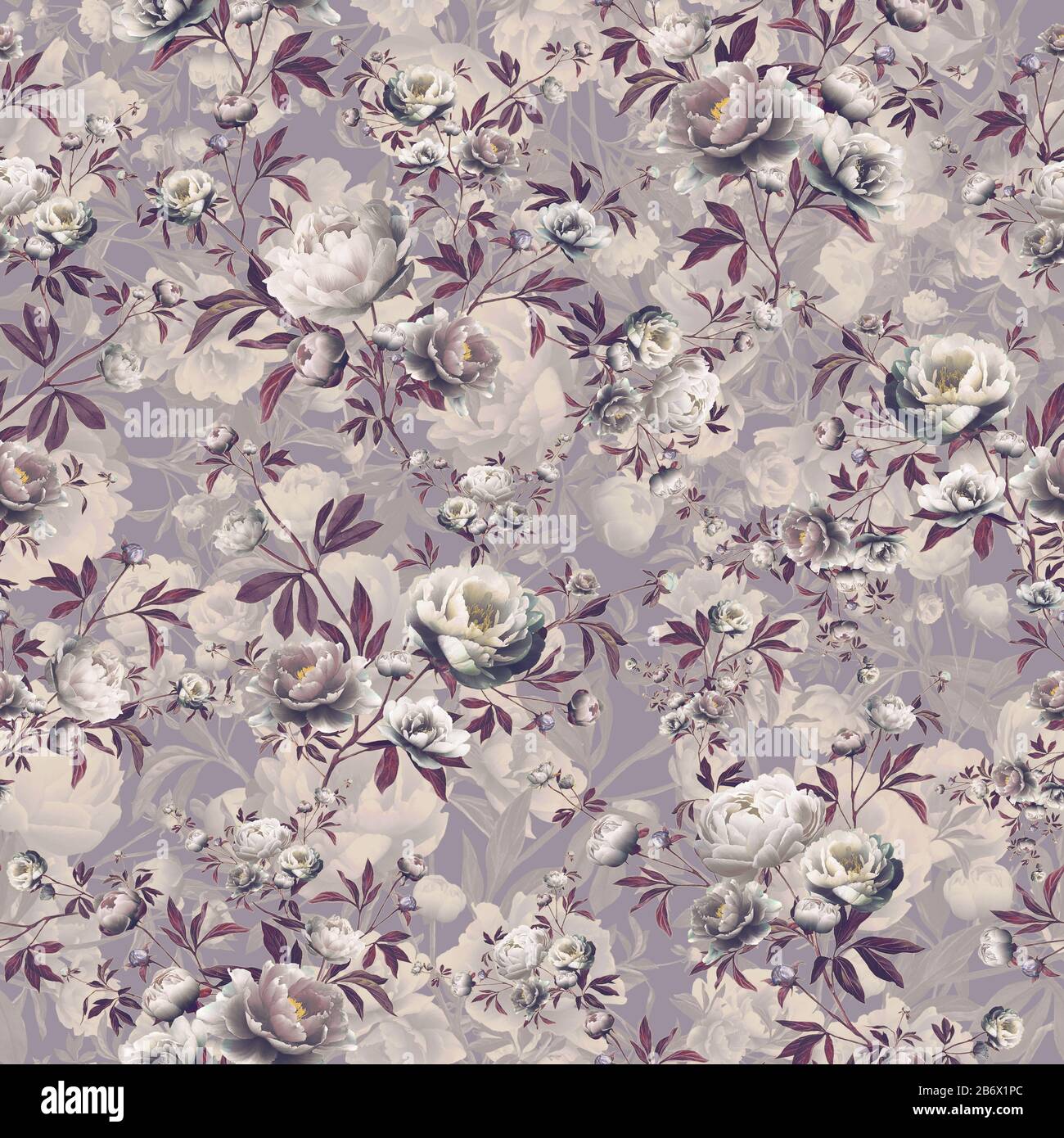 Nahtloses Blumenmuster. Vintage-Textil-Design. Stockfoto