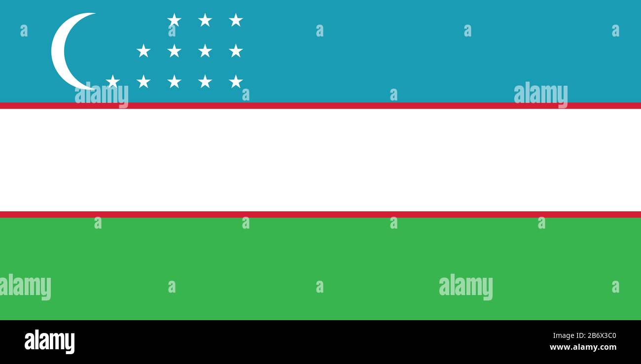 Flagge Usbekistans - Uzbeki-Flagge Standardverhältnis - True RGB-Farbmodus Stockfoto