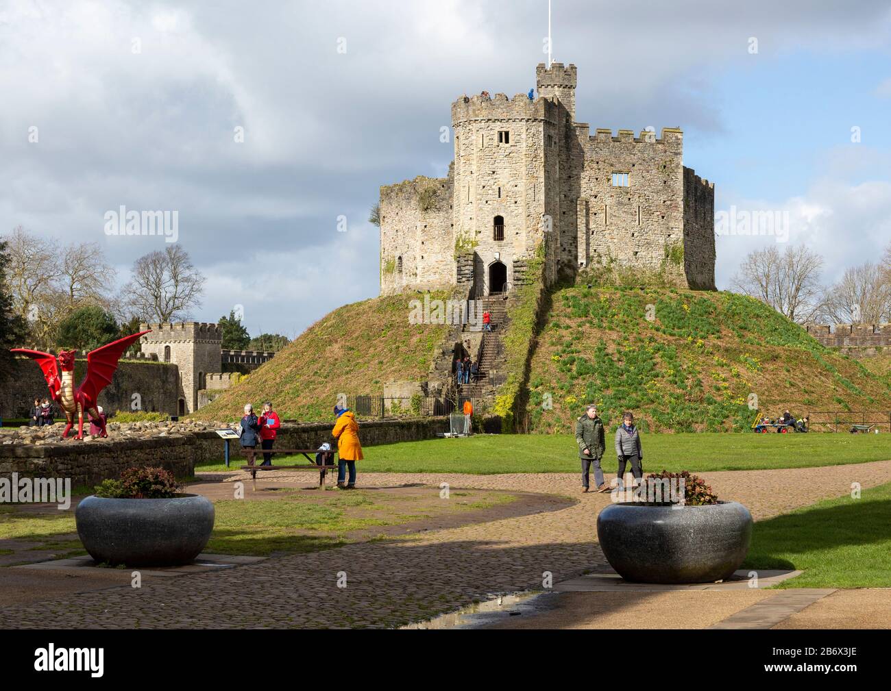 Der Norman Keep in Cardiff Castle, Cardiff, South Wales, Großbritannien Stockfoto