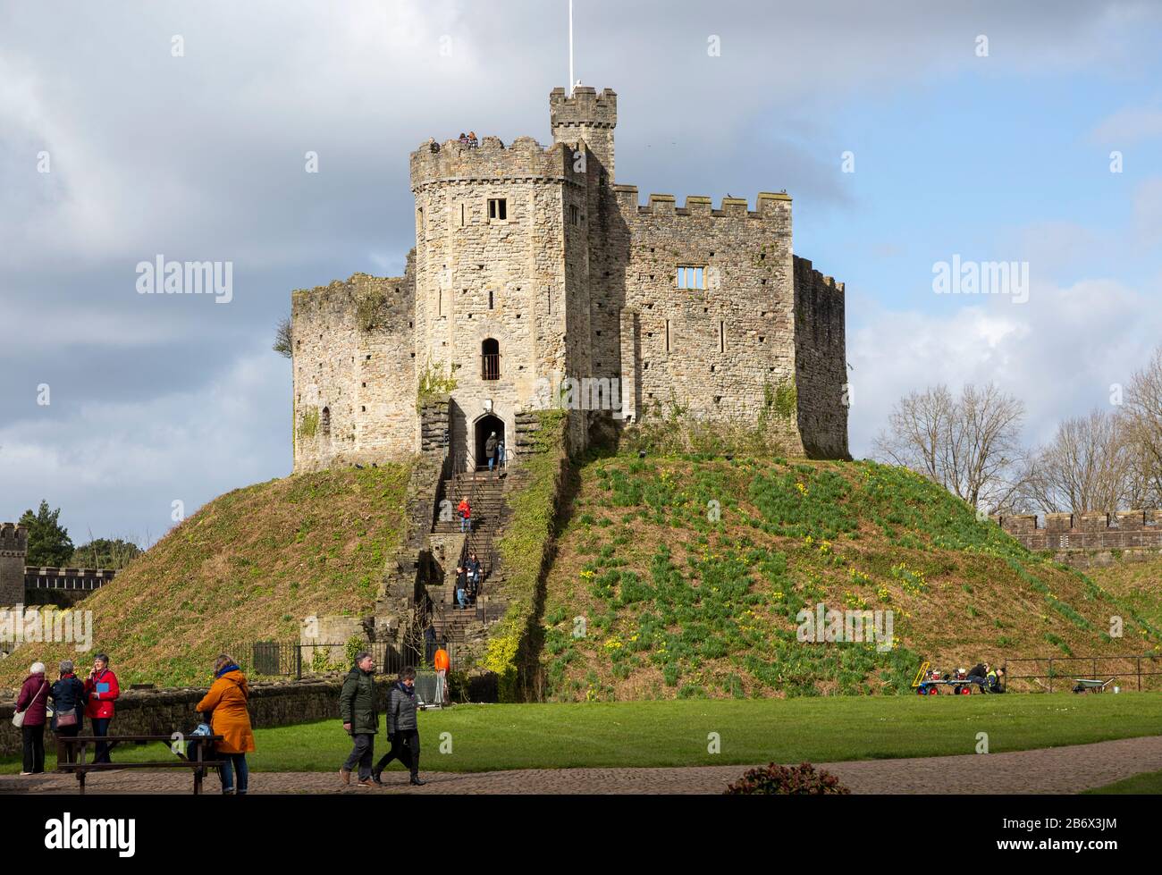 Der Norman Keep in Cardiff Castle, Cardiff, South Wales, Großbritannien Stockfoto