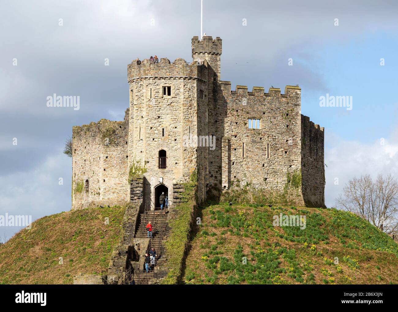 Der Norman Keep in Cardiff Castle, Cardiff, South Wales, Großbritannien Stockfoto