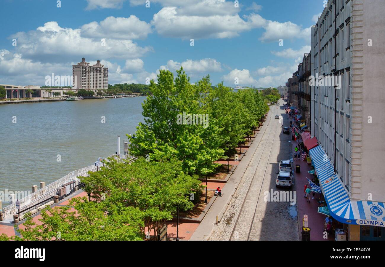 Blick auf die River Street Stockfoto