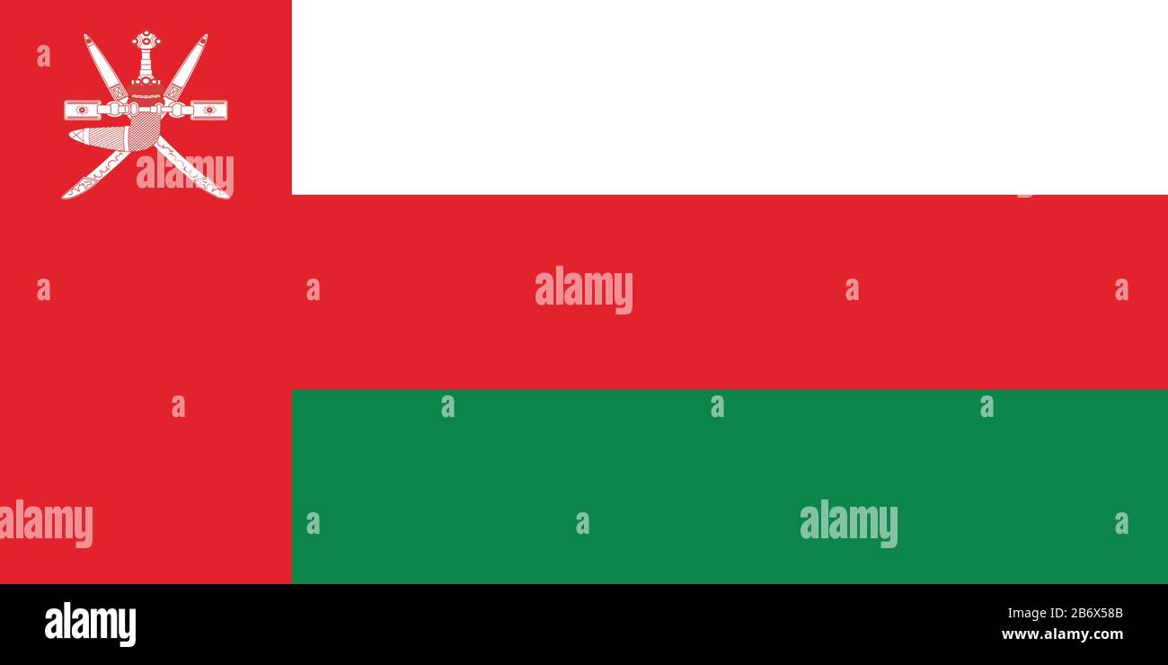 Flagge Omans - Standardverhältnis Omani Flag - True RGB-Farbmodus Stockfoto