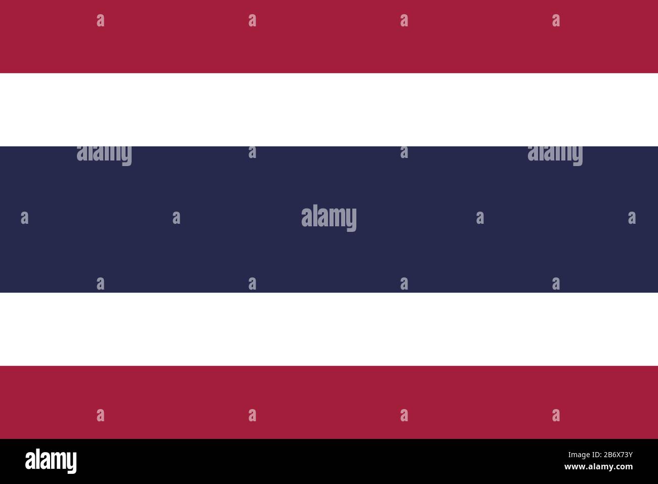 Flagge Thailands - Standardverhältnis der thailändischen Flagge - True RGB-Farbmodus Stockfoto