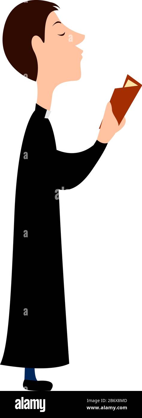 Priester in Schwarz, Abbildung, Vektor auf weißem Hintergrund. Stock Vektor