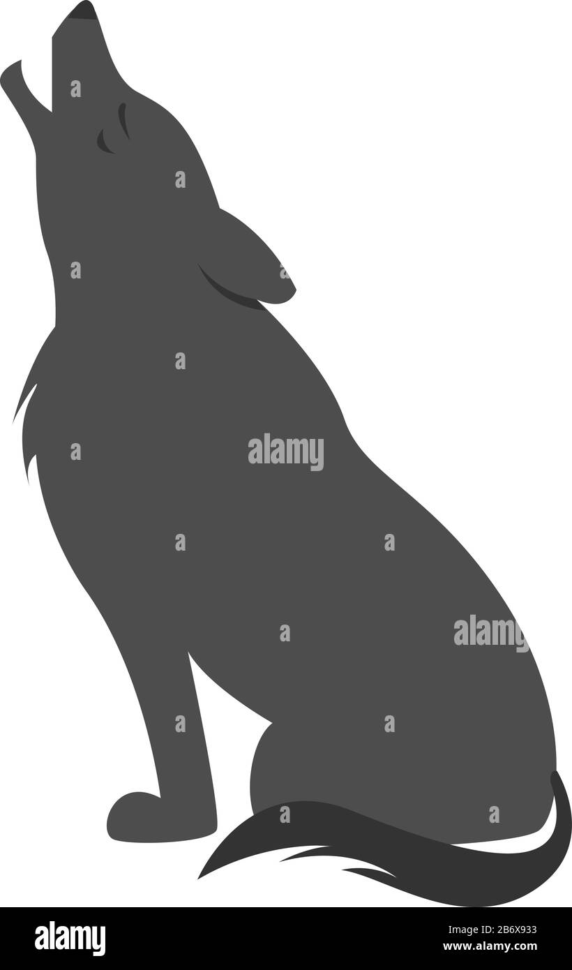 Einsamer Wolf, Illustration, Vektor auf weißem Hintergrund. Stock Vektor