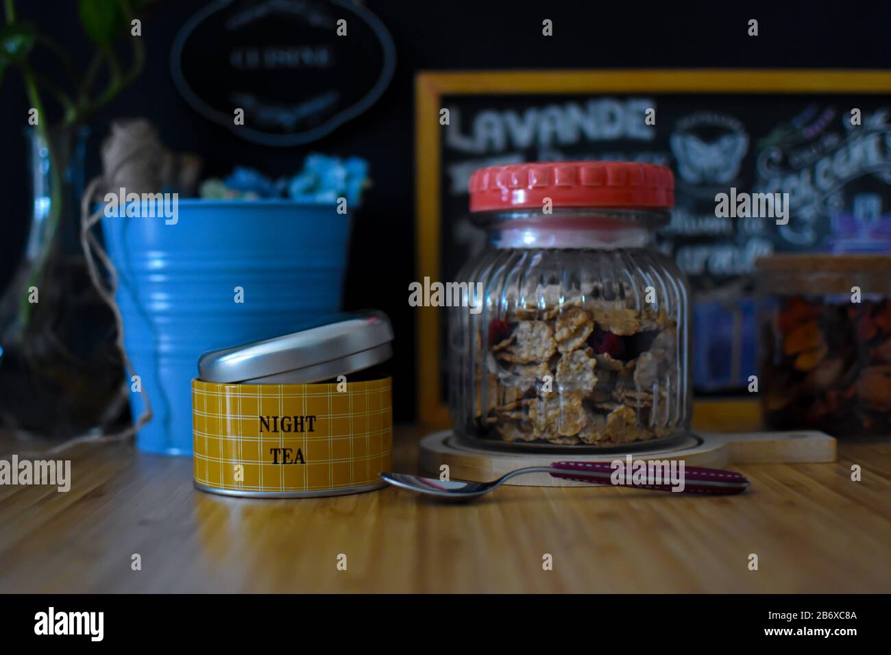 Ecke des Hauses für ein köstliches Frühstück Stockfoto