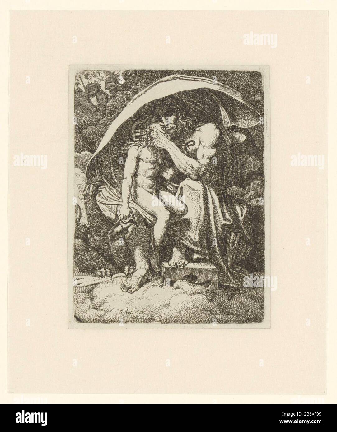 Jupiter en Ganymedes Jupiter und Ganymedes Objekttyp : Artikelnr. Drucken: RP-P-2011-66-9Katalogisreferenz: Nagler Künstlerlexikon 24 Aufschriften / Marken: Sammlermarke, Verso, gestempelt: Lugt 2228 Sammlermarke, Verso, gestempelt: Lugt 2760 Sammlermarke, Verso, gestempelt: 3549 Sammlermarke, 7so: Gestempelt: Gestempelt: 7so, Sammlermarke Lugt 3575 Hersteller : Druckmaschine: Karl Russ (auf Objekt angegeben) Datum: 1810 Physikalische Eigenschaften: Ätzmaterial: Papiertechnik: Ätzmaße: Plattenkante: H 149 mm × W 113 mm Betreff: (Geschichte oder ) Ganymedelove-affa Stockfoto