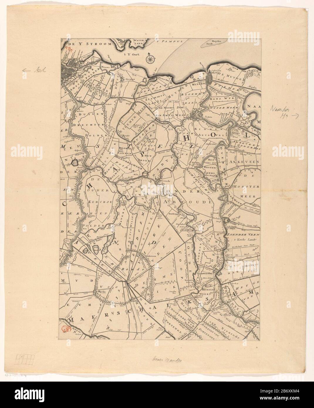 Kaart van de provincie Utrechter (tweede deel van boven) Nieuwe kaart van den lande van Utrechter (titel op object) Teil (second from top) eine Karte der Provinz Utrechter. Hersteller : Druckereihersteller: Thomas Doesburgh Druckautor: Gerard Hoet (I) Kartograf: Bernard Roy (I) Herausgeber: Nicolaes Visscher (II) Anbieter von Privilegien: US General of the Republic of the Seven United Netherlands Provider of Privilege: States of Utrechter Auftragsfertigung: Kartograf: Utrechter Herausgeber: Amsterdam Datum: 1696 und/oder nach 1696 - 1702 Physikalische Merkmale: Ätzung und Stockfoto