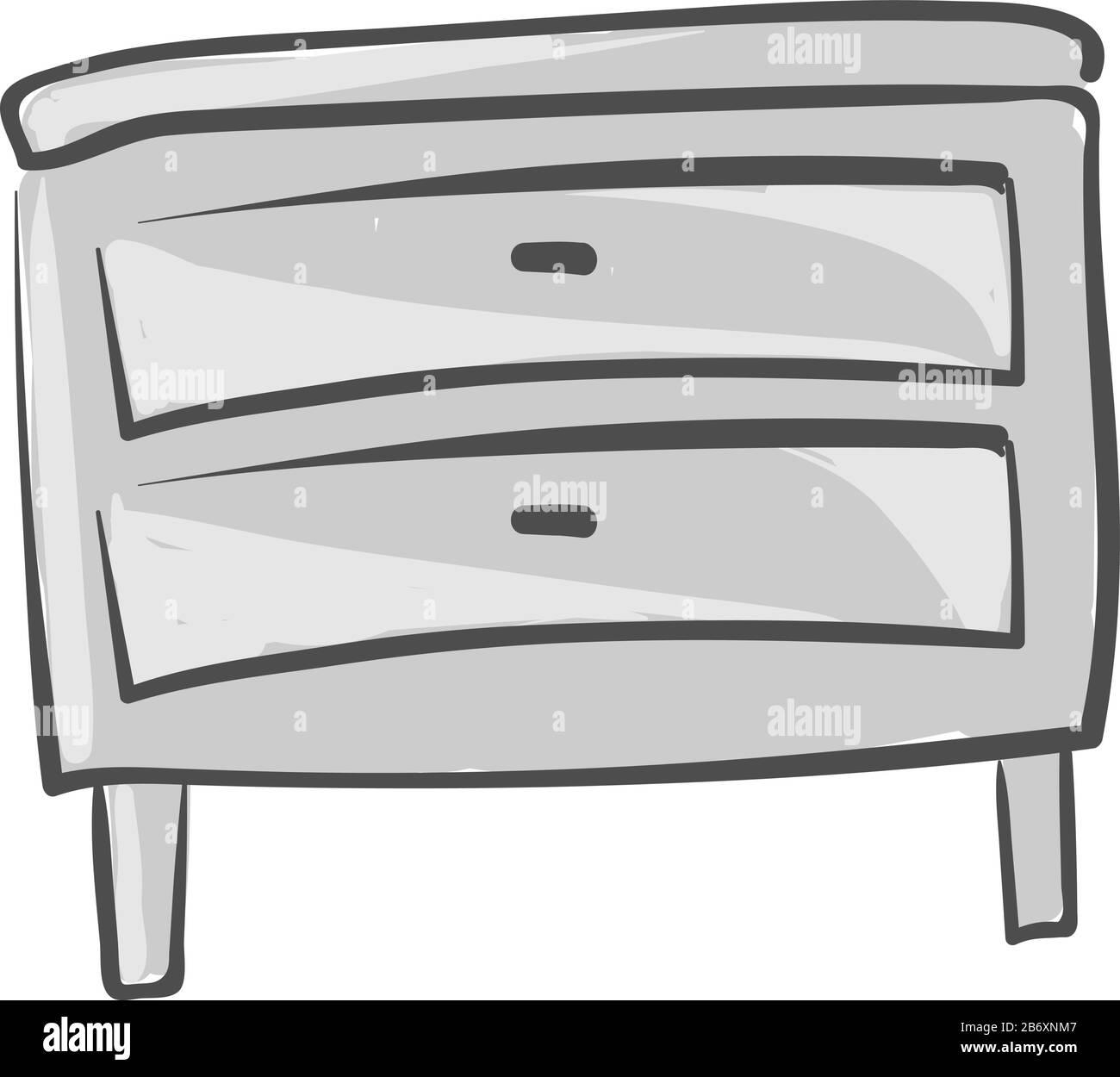 Graue Nachttisch, Abbildung, Vektor auf weißem Hintergrund. Stock Vektor