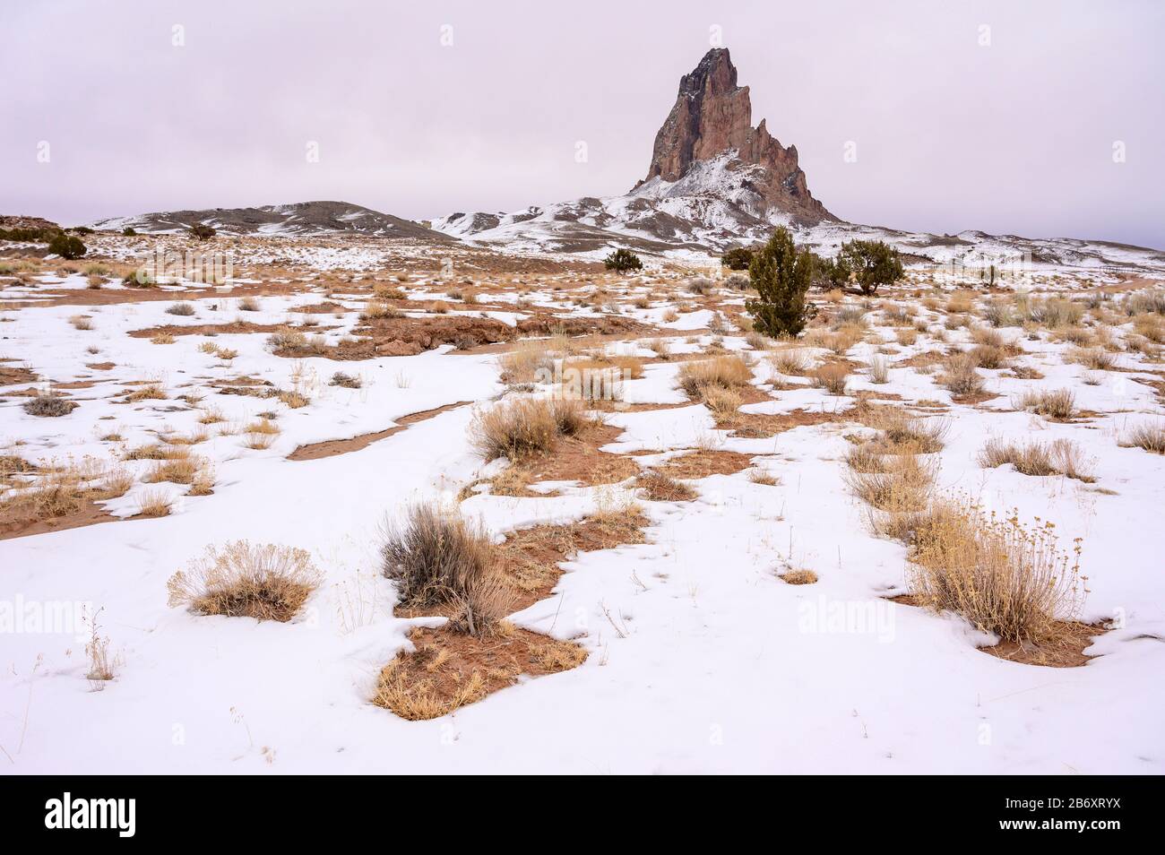 USA, Southwest, Arizona, Navajo Indian Reservation, Kayenta, Agathla Peak Stockfoto
