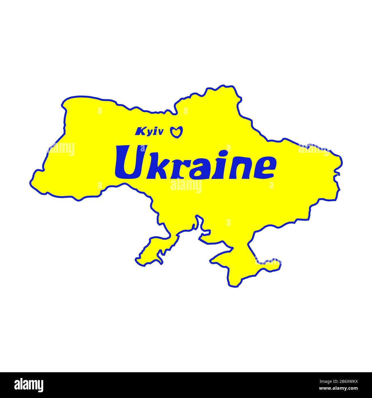 Gelbe Umrißkarte der Ukraine, stilisiertes Konzept, isolierte Vektorillustrationen Stock Vektor