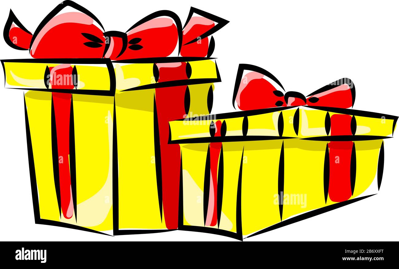 Neujahrsgeschenke, Illustration, Vektor auf weißem Hintergrund. Stock Vektor