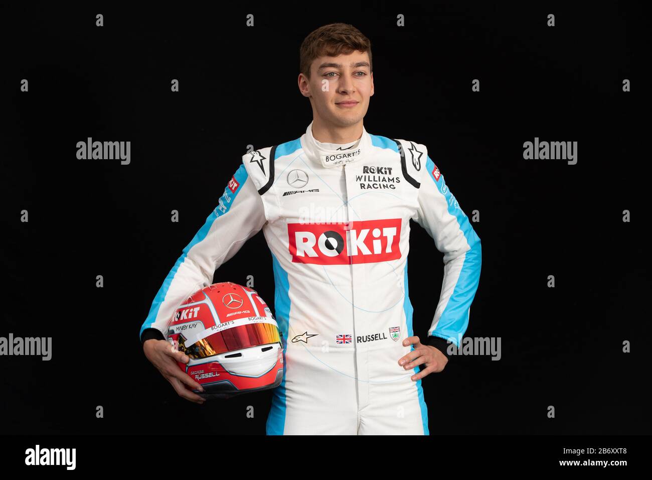 Melbourne, Australien. 12. März 2020: Melbourne, Australien - 12. März 2020: George Russell von Rokit Williams Racing bei der Fahrerporträtsitzung beim großen Preis von Australien 2020: Chris Putnam/ZUMA Wire/Alamy Live News Stockfoto
