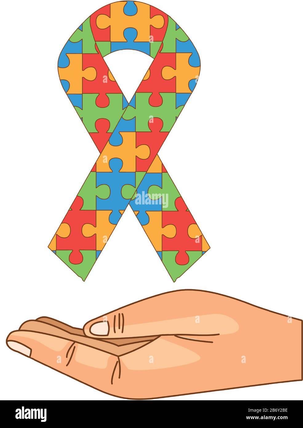Handheben Kampagnenband mit Puzzle-Spielsteinen Stock Vektor