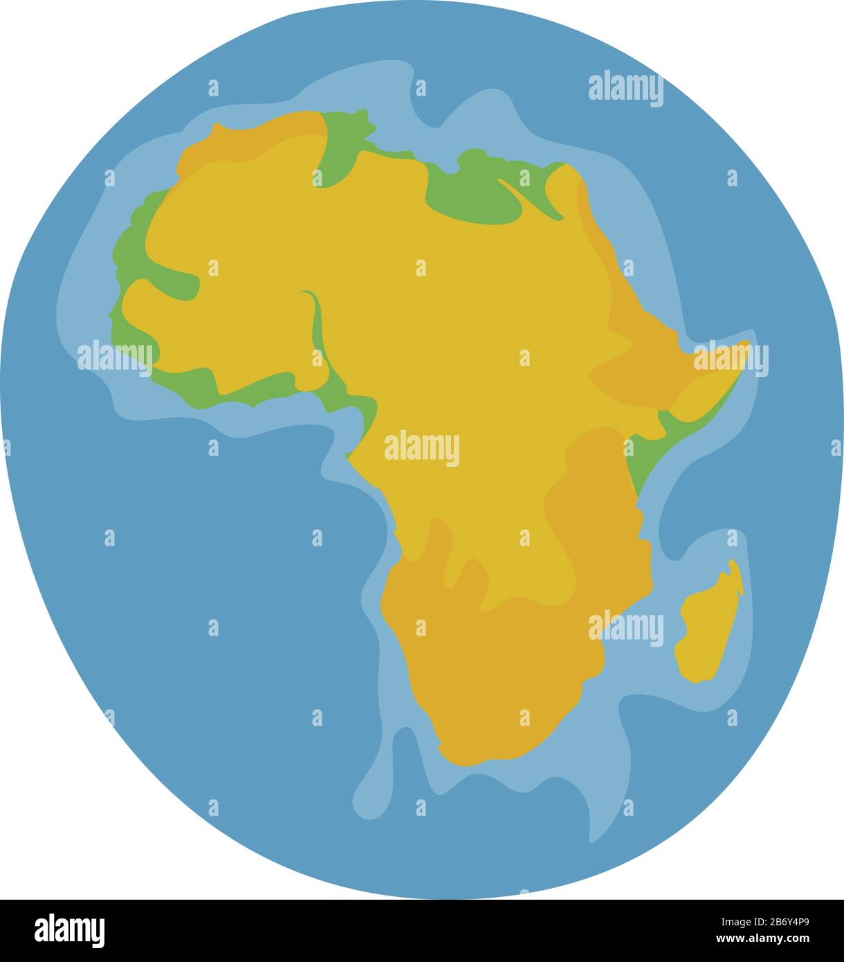 Afrika auf dem Planeten, Abbildung, Vektor auf weißem Hintergrund. Stock Vektor