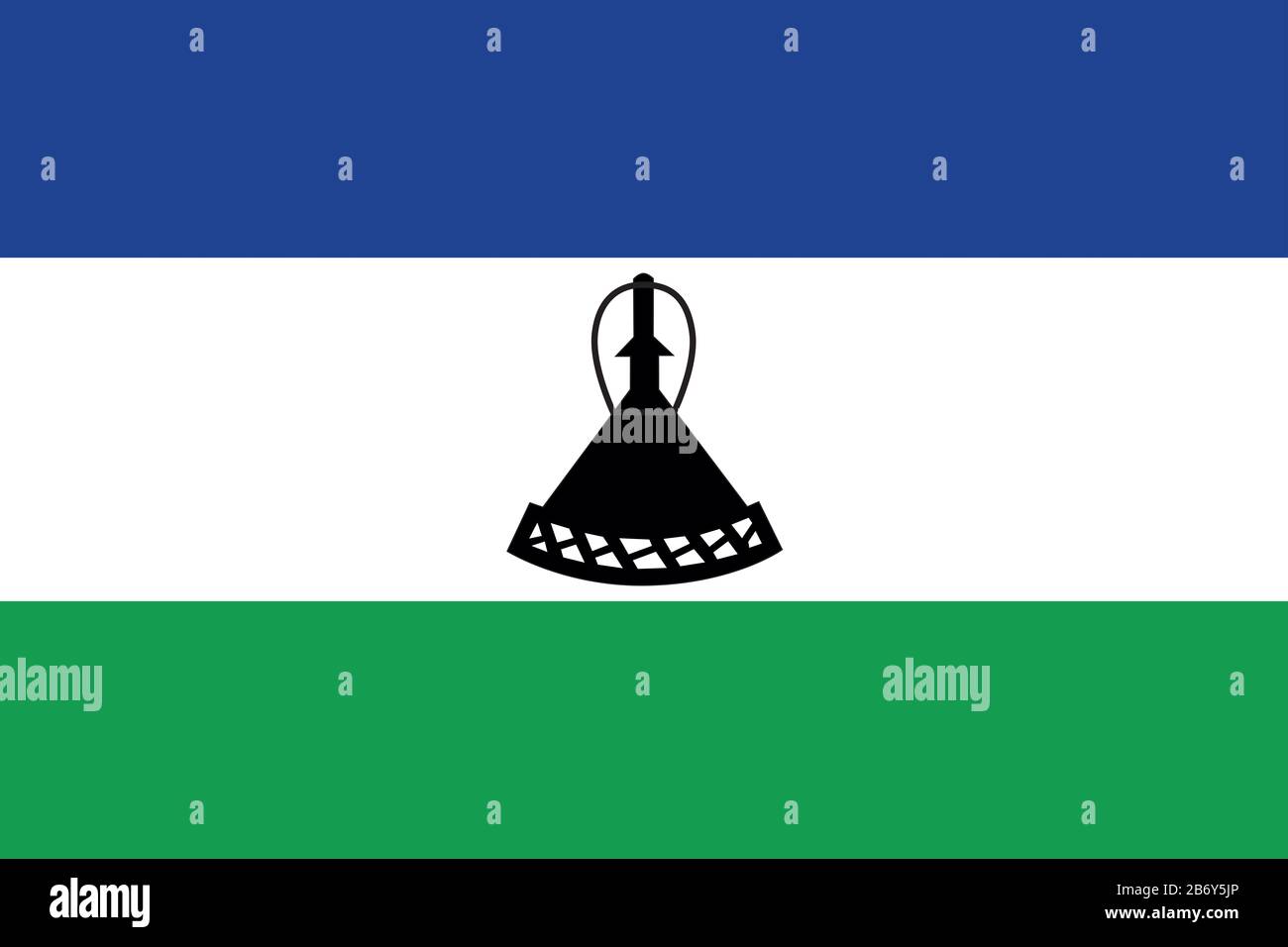 Flagge von Lesotho - Standardverhältnis der Lesoth-Fahne - True RGB-Farbmodus Stockfoto