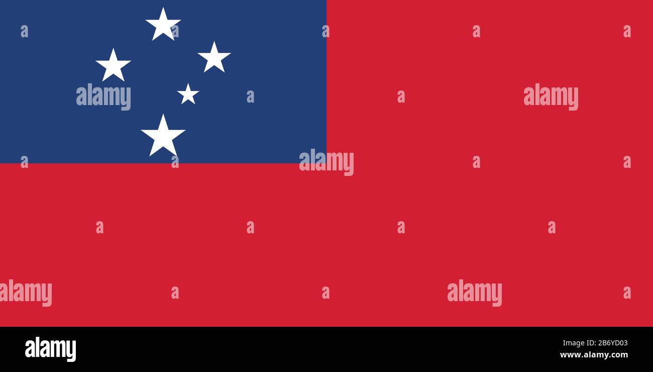 Flagge Samoas - Standardverhältnis der samoanischen Flagge - True RGB-Farbmodus Stockfoto