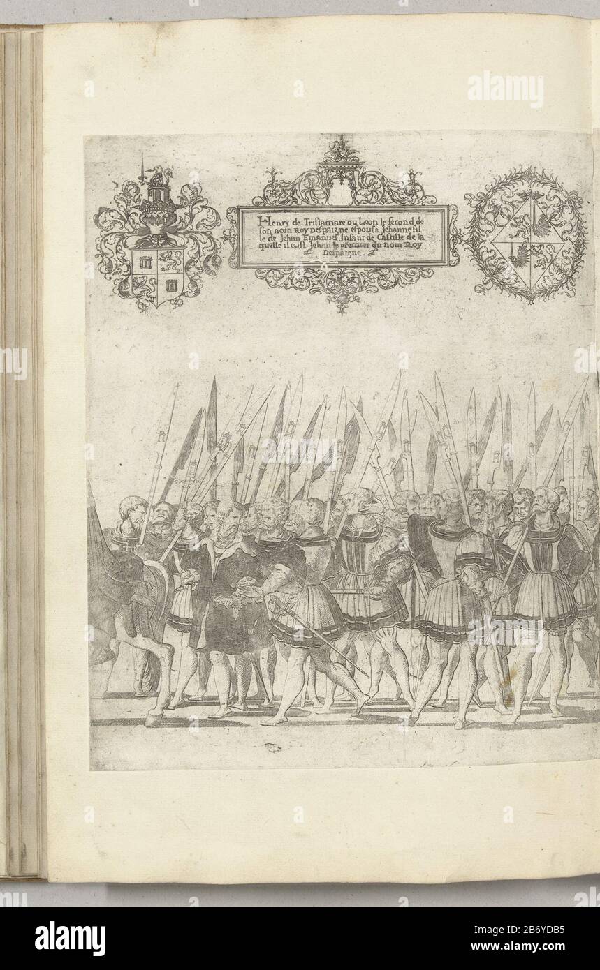 Keizerlijke Garde, plaat DD Optocht van Karel V met de paus te Bologna na zijn kroning to keizer, 1530 (serietitel) Imperial Guard, plate [DD]. Prozession von Karl V. mit Papst Clemens VII. Nach der Kaiserkrönung, 24. Februar 1530 nach Bologna. Hersteller : Druckmaschine: Nicholas High Storage Room Herstellung: Mechelen Datum: 1530 - 1536 Physikalische Eigenschaften: Ätzmaterial: Papiertechnik: Ätzmaße: Papier: H 360 mm × b 295 mmToelichtingPrent das Album Wo: 40 Blätter hintereinander entlang des Frieses zu kleben, der die Prozession von Karl V. durch Papst Klemens VII. Um bildet Stockfoto