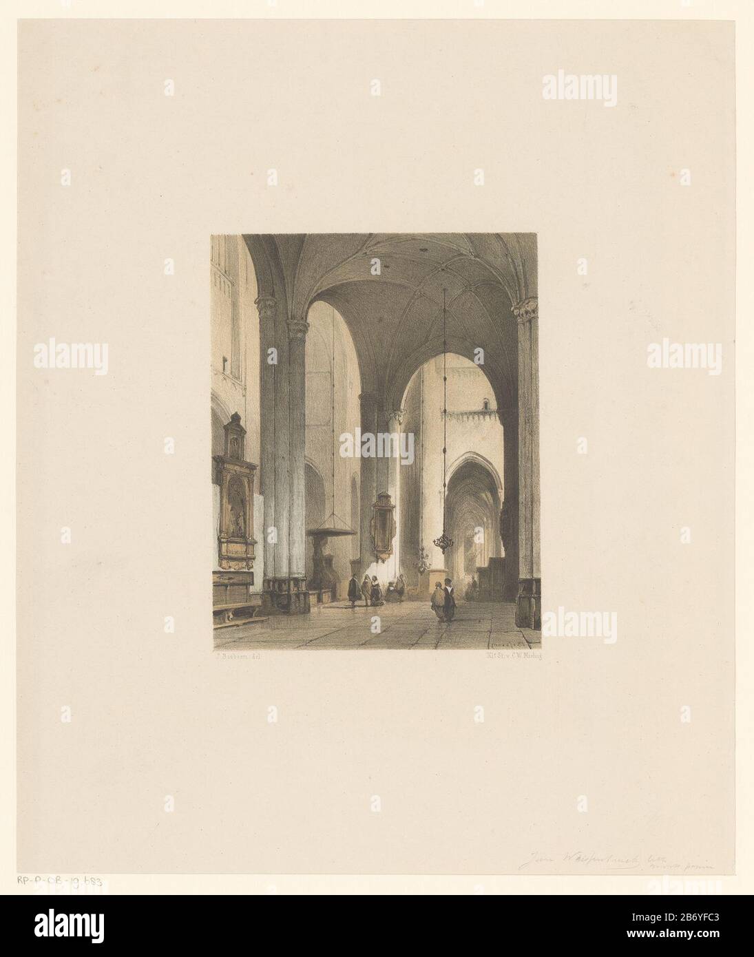Kerkinterieur Kerkinterieur Objekttyp: Prent Objectnummer: RP-P-ob-19.683 Inscriptions/Merken: Sammlermarke , verso, gestempeld: Lugt 2228 Hersteller: Prentmaker: Jan Weissenbruch (toegeschreven aan)naar ontalp van: Johannes Bosboom (vermeld op Objekt) C.endruker van Konglandrij: Nederker Mieling (vermeld op object)Plaats Herstellen: Den Haag dating: 104-1865 Physische Kenmerken: Toonlithographie in zwart met toonblok in Prellmaterial: Papier Techniek: Toonlithografie Abmessungen: Blad: H 403 mm × b 339 mm Betreff: Kircheninnenraum Stockfoto