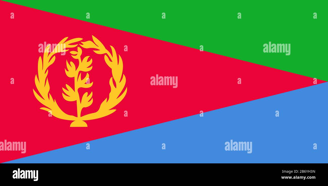 Flagge Eritreas - Standardverhältnis der eritreischen Flagge - True RGB-Farbmodus Stockfoto