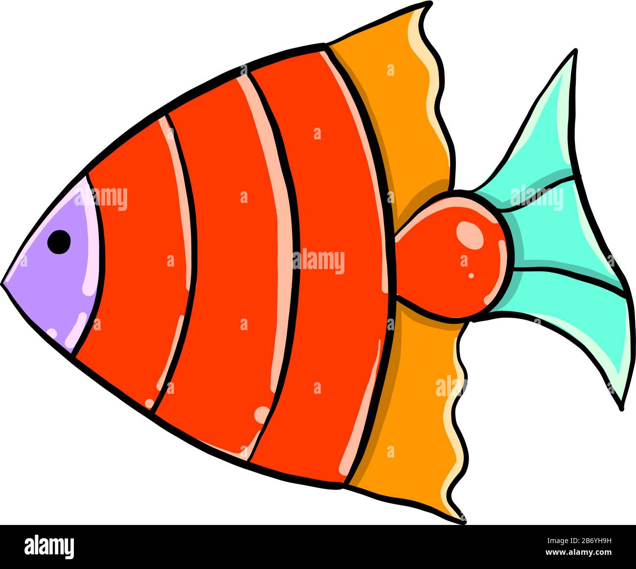 Bunte Fische, Illustration, Vektor auf weißem Hintergrund. Stock Vektor
