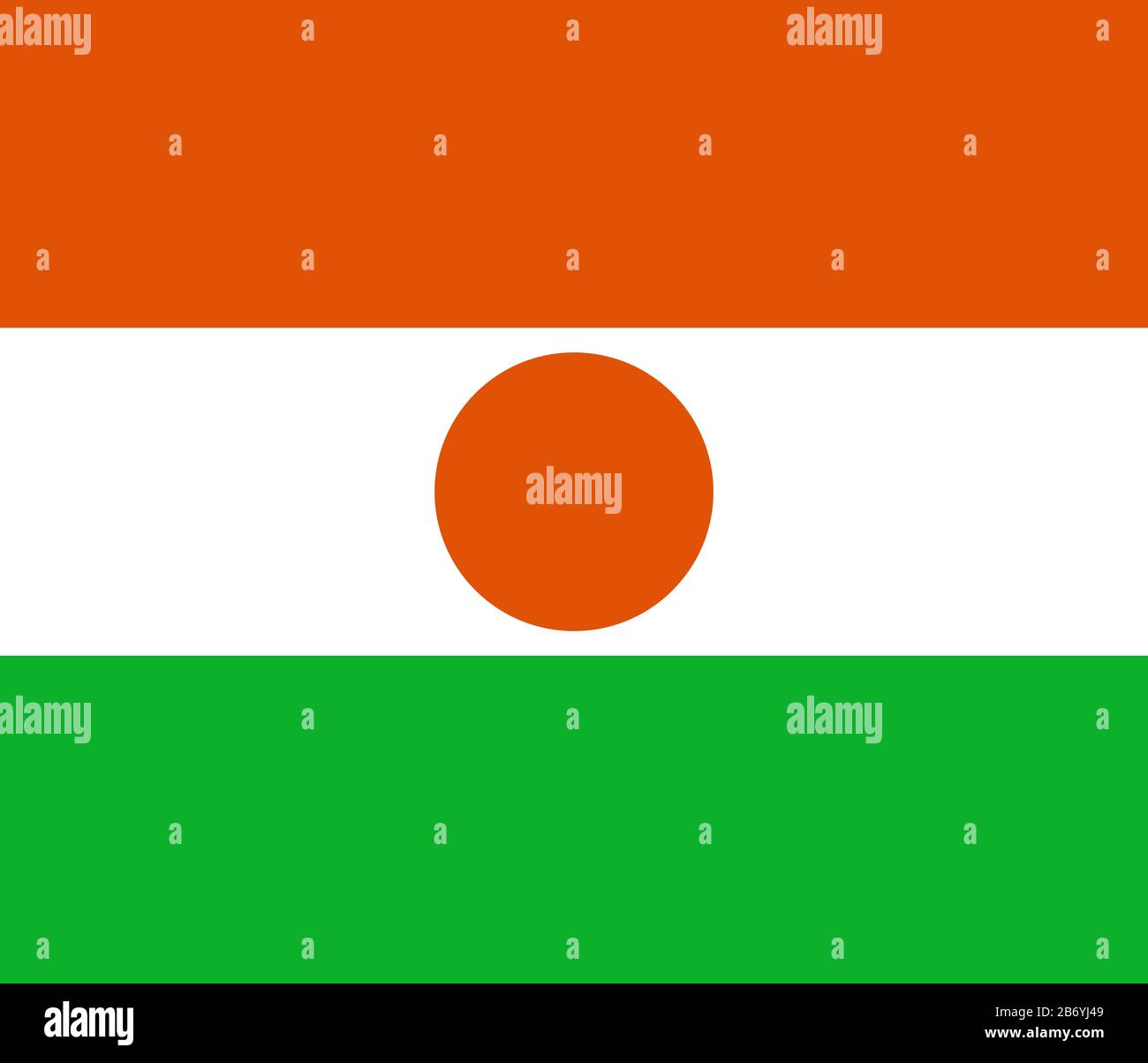 Flagge Nigers - Nigerien Flag Standard Ratio - True RGB Color Mode Stockfoto