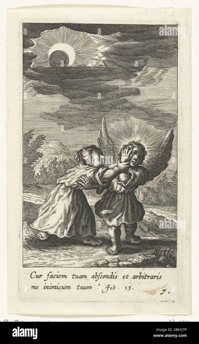 Art en engel bij zonsverduistering Pia desideria (serietitel) Kind und Engel bei zonsverduisteringPia desideria (Serientitel) Eigenschaft Typ: Bilderbuch-Illustration Seriennummer: 7 / 45Objectnummer: RP-P-BI 2223Catalogusreferentie: Hollstein Dutch 153 Aufschriften / Marken: Umschrift, Rekto unter dem Druck 'Cur faciem tuam abscondis, & arbitraris me inimicum tuum' Sammlermarke, unten links Verso, gestempelt: Lugt 240 Hersteller: Druckmaschine: Boëtius Adamsz. Bolswertnaar eigenes Design: Boëtius Adamsz. Bolswertuitgever: Hendrik Aertsens Herstellung: Antwerpen Datum: 1590 - 1624 und / o Stockfoto