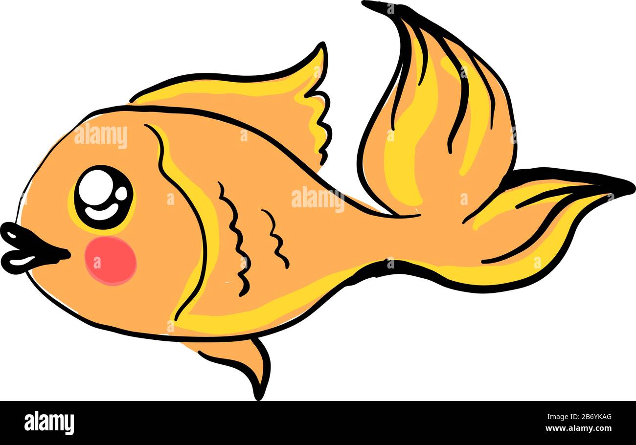 Goldenen Fisch, Illustration, Vektor auf weißem Hintergrund. Stock Vektor