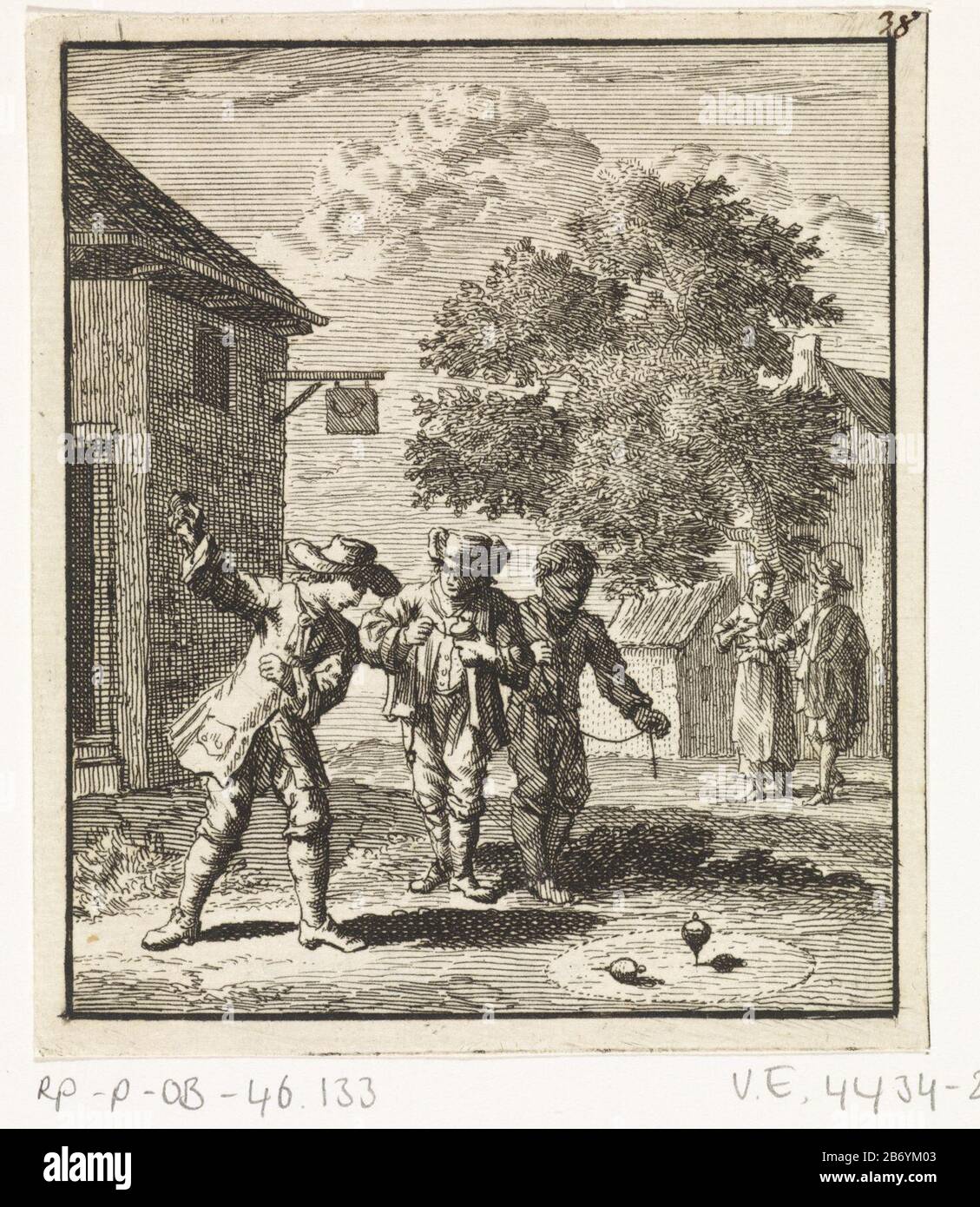 Kinder, die mit wirbelnden Werptol-Objekttyp spielen: Bild-Artikelnummer: RP-P-ob-46.133Katalogogusreferenz: Van Eeghen 4434-2-1 (2) Markierungen / Marken: Sammlermarke, Verso, gestempelt: Lugt 2228Zahl, Recto Handschrift in Zachyarias Zeichnung: Jan Chatelain: "Herstellung: Jan Chatelain" Amsterdam Datum: 1712 Physikalische Merkmale: Radierung; Proofing Material: Papiertechnik: Ätzmaße: Oben: 96 mm × H 83 b mmToelichtingProefduk der Illustration von: Luyken, Jan. Des Menschen Anfang, Mitte und Ende Amsterdam: W Stockfoto