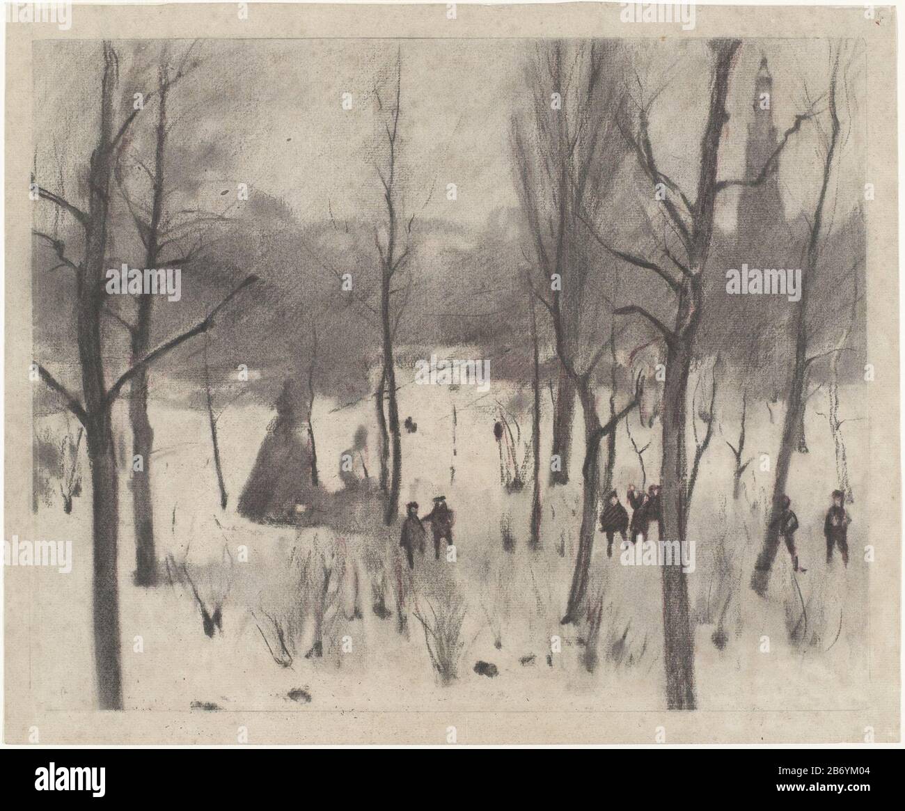 Kinder tussen in de sneeuw Kinder zwischen Bäumen im Schnee Objektart: Zeichnung Objektnummer: RP-T 1964-276 Hersteller: Künstler: William Witsenplein Datum: 1870 - 1923 Körpermerkmale: Schwarzes Kreidematerial: Papierkreidemaße: H 440 mm × W 534 mm Betreff: Landschaften in der gemäßigten Zone Schnee Stockfoto