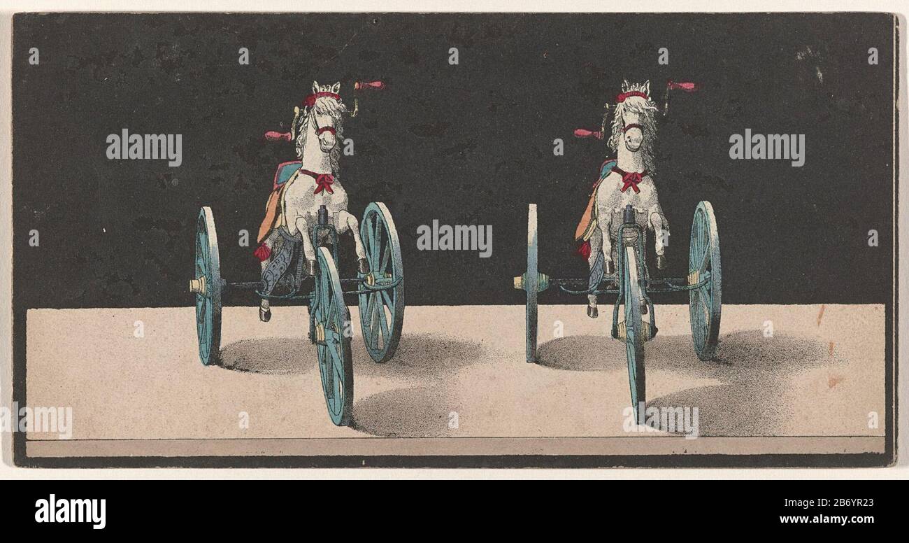 Kinderspeelgoed drieweler-paard, Stereo-litho Kinderspeelgoed drieewie: Ler-paard, Stereo-litho Objekttyp: Foto Objektnummer: RP-F-F14335 Hersteller: Fotograaf: Anoniem dating: CA. 1850 - ca. 1900 Physische Kenmerken: Stereo-Litho Stockfoto