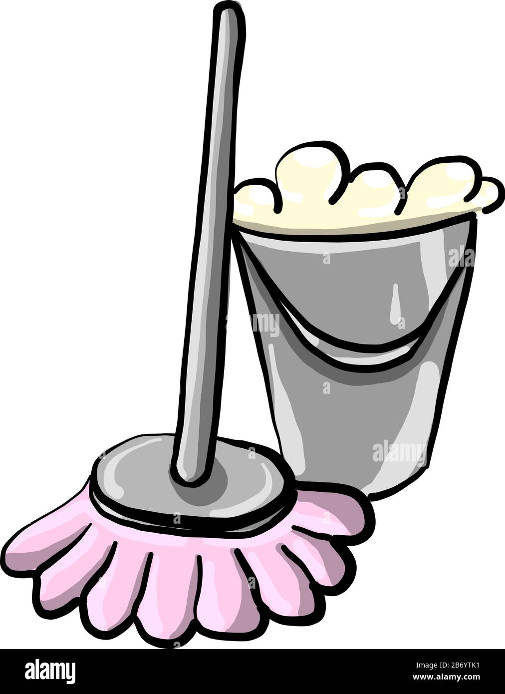 Moppreinigung, Abbildung, Vektor auf weißem Hintergrund. Stock Vektor