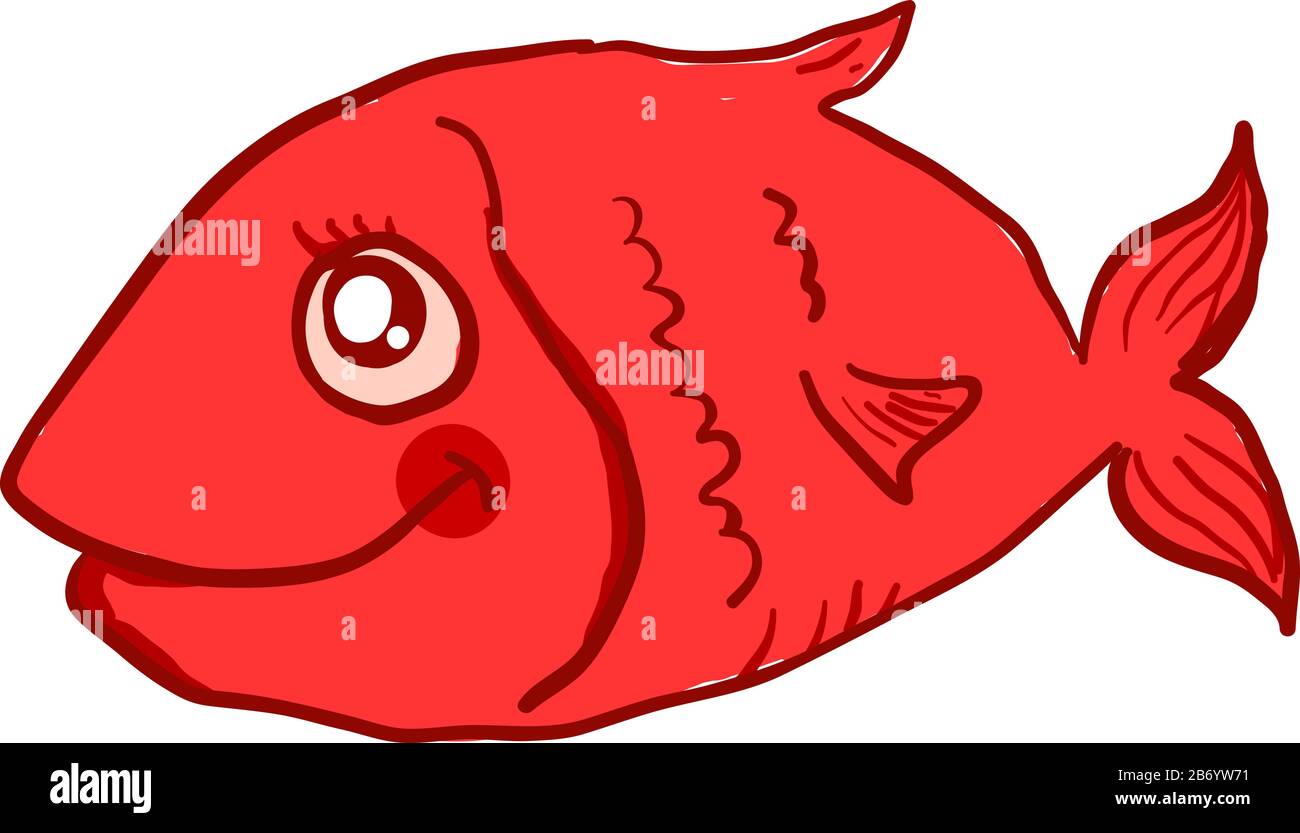 Rote Fische, Illustration, Vektor auf weißem Hintergrund. Stock Vektor