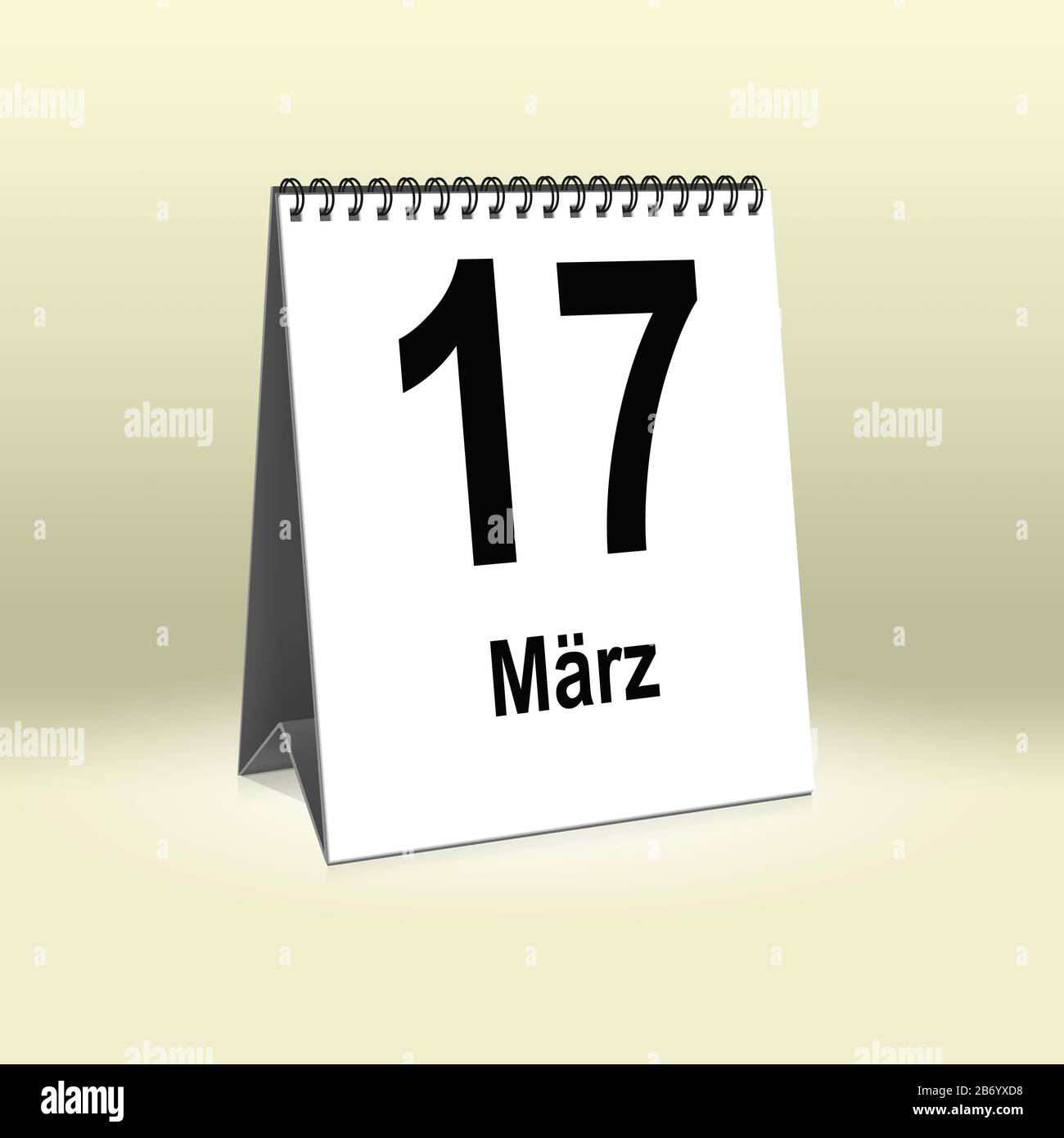 Ein Kalender in deutscher Sprache zeigt den 17. März. März Stockfoto
