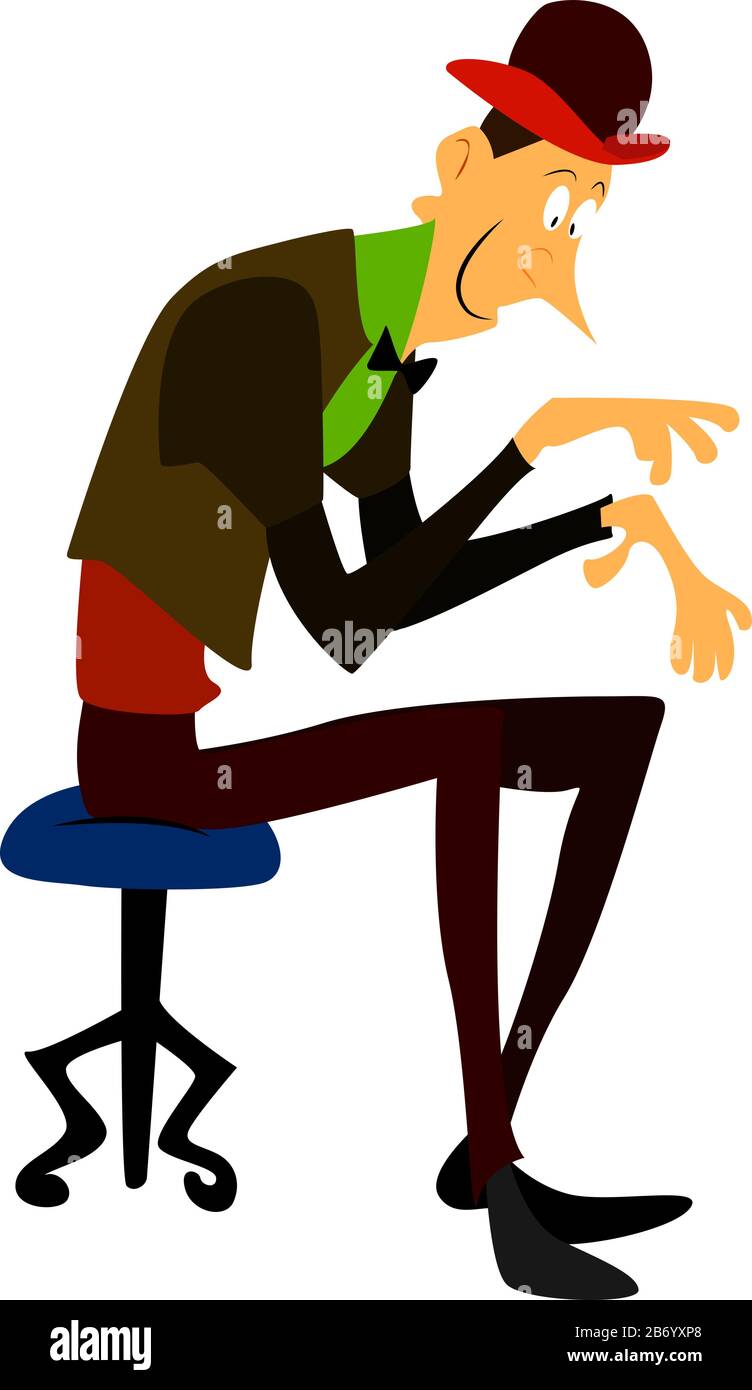 Pianist mit Hut, Illustration, Vektor auf weißem Hintergrund. Stock Vektor