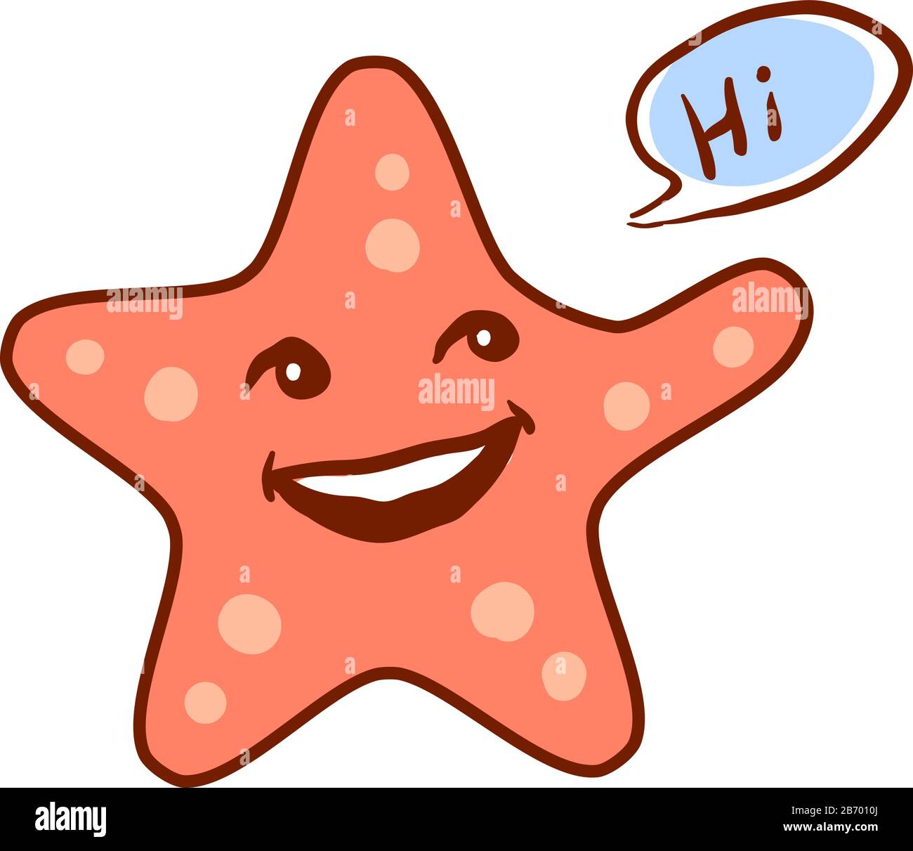 Fröhlicher Seestern, Illustration, Vektor auf weißem Hintergrund. Stock Vektor