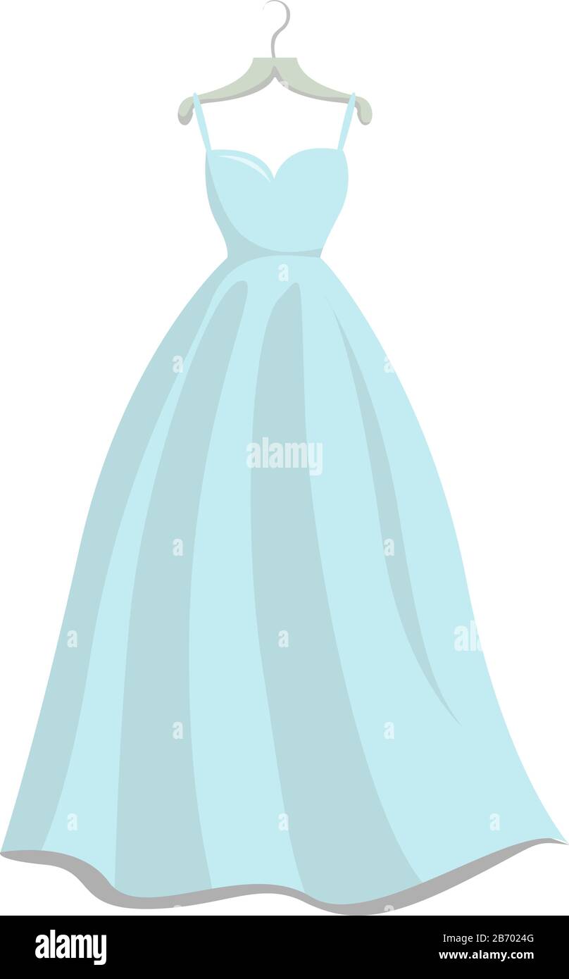Wedding Dress, Illustration, Vektor auf weißem Hintergrund. Stock Vektor