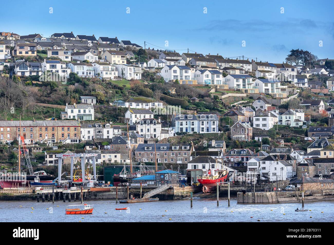 Polruan in Cornwall Stockfoto