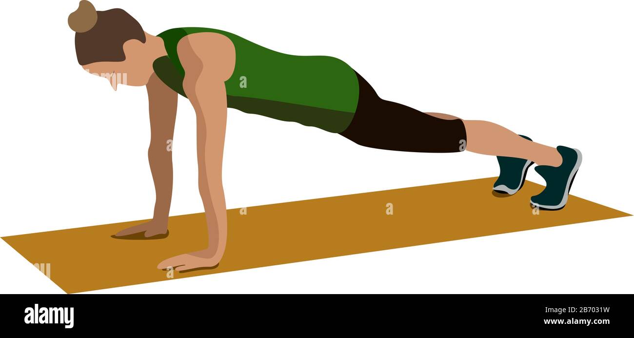 Mädchen Training, Illustration, Vektor auf weißem Hintergrund. Stock Vektor