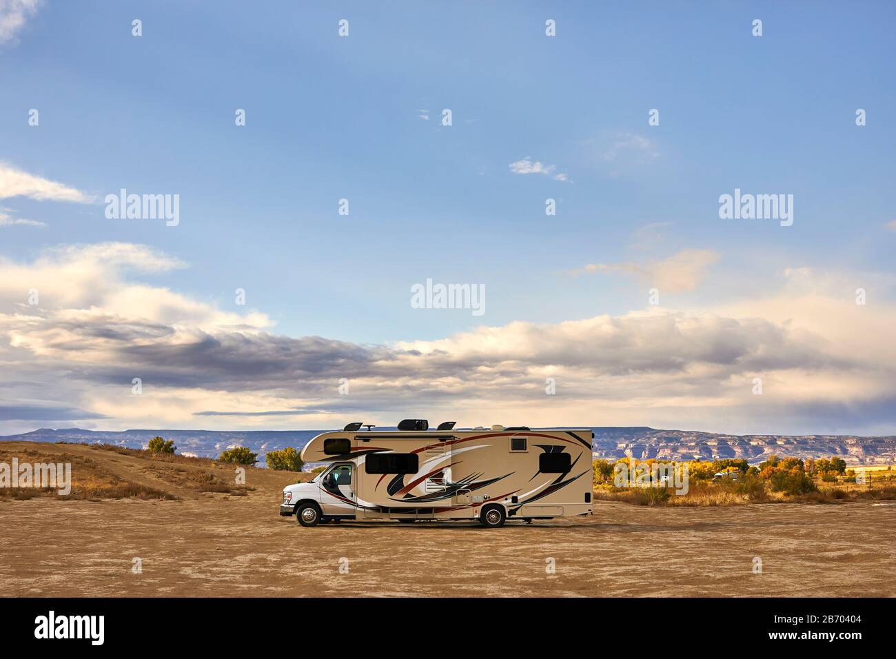 Ein rv auf Bureau of Land Management Land in Fruita, CO geparkt Stockfoto