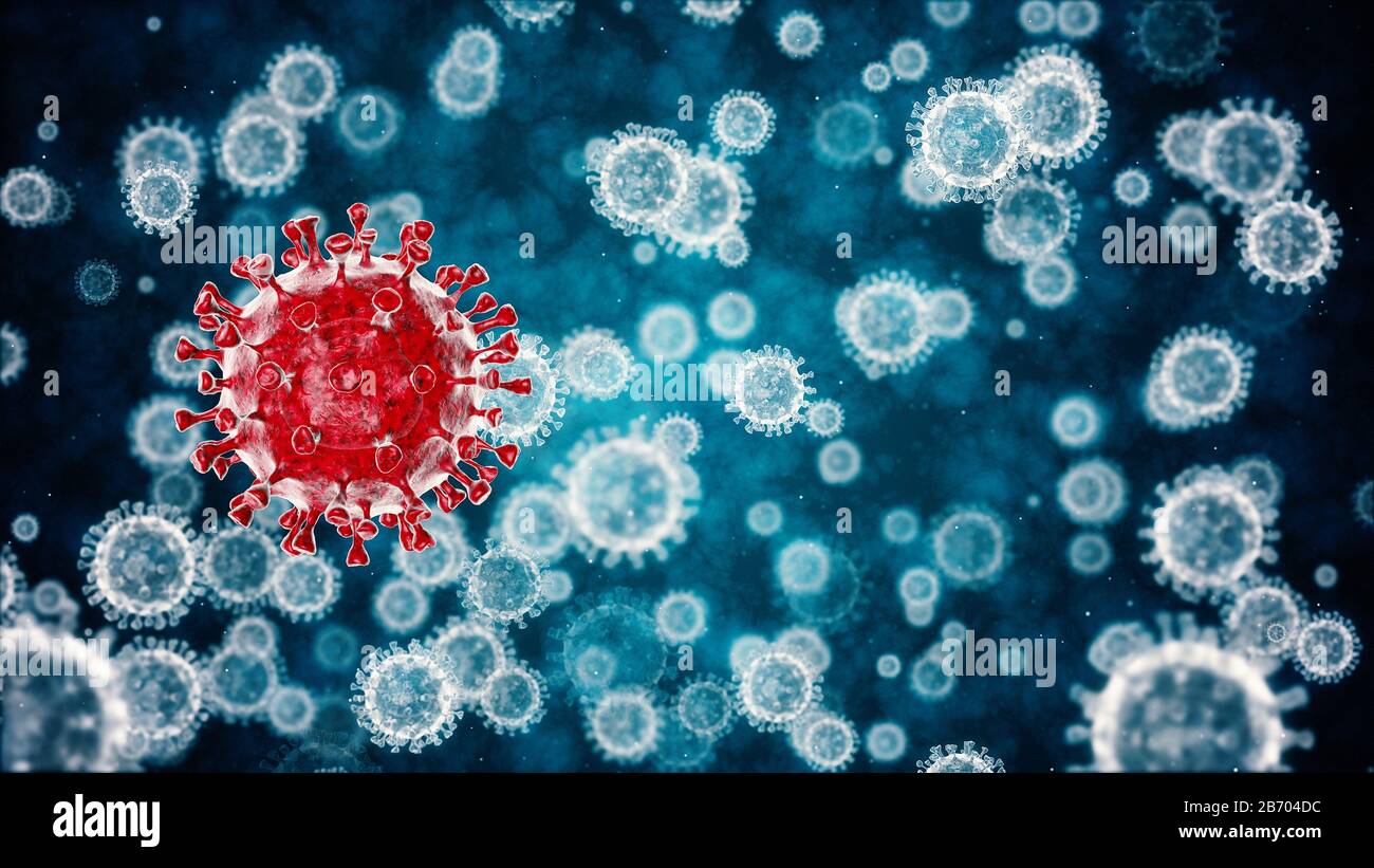 Coronavirus Gefahr und Risiko für die öffentliche Gesundheit, Grippeausbruch oder Coronaviren Influenza als gefährlicher viraler Belastungsfall als medizinische Pandemie Stockfoto